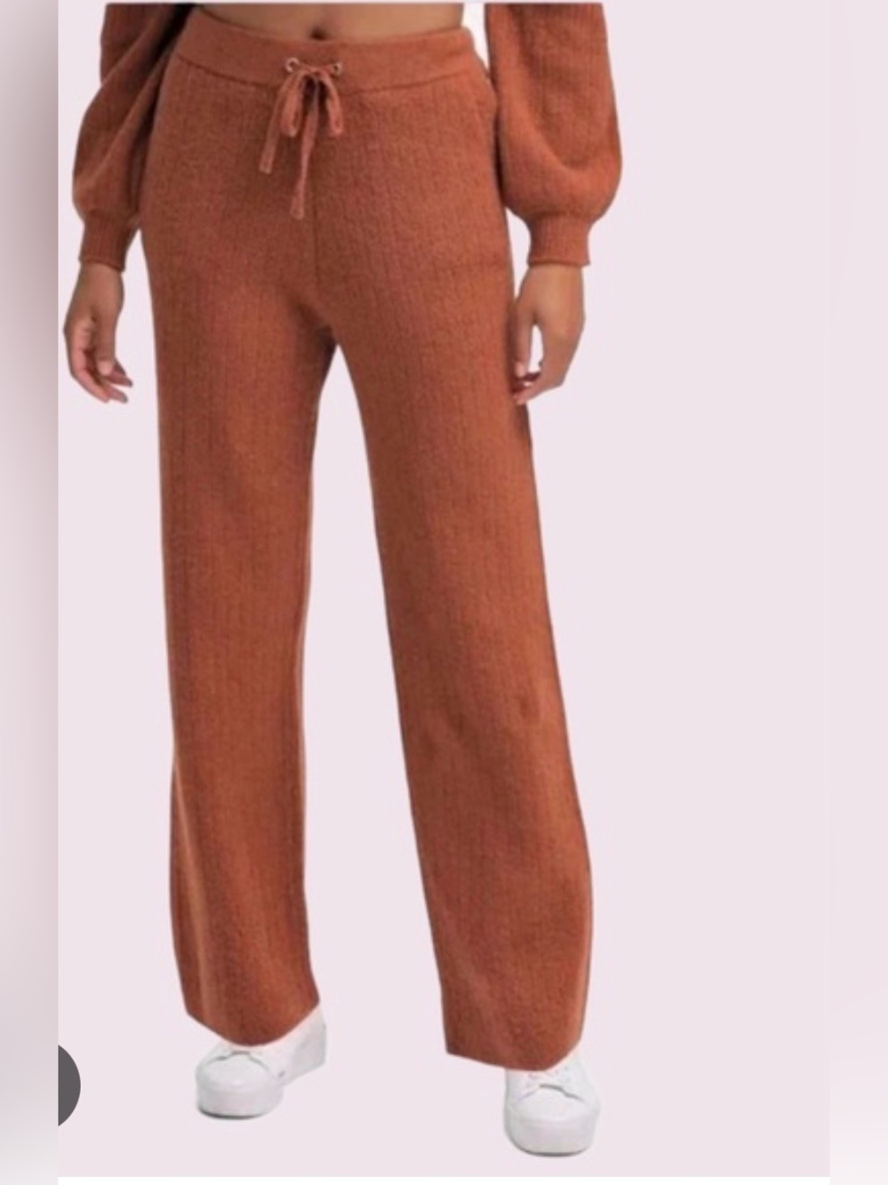 New DKNY XL Knit Drawstring Pants in Rust